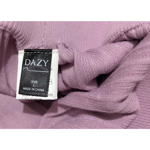 DAZY sz L Midi Skirt ribbed sweater knit stretchy elastic waist lavender 4378 - Picture 4 of 5